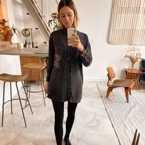 Grunge embellished shirt dress